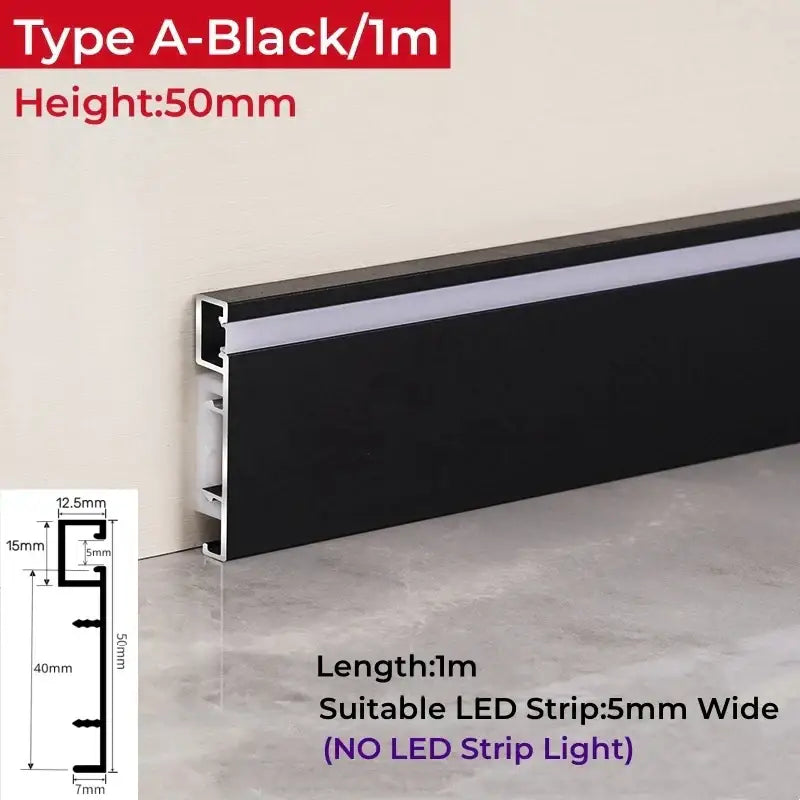 Modern wood & black led skirting aluminum profiles living room decor