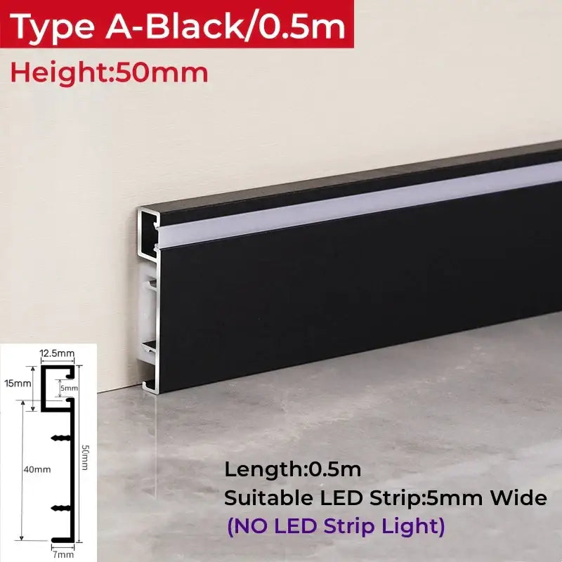 Modern wood & black led skirting aluminum profiles living room decor