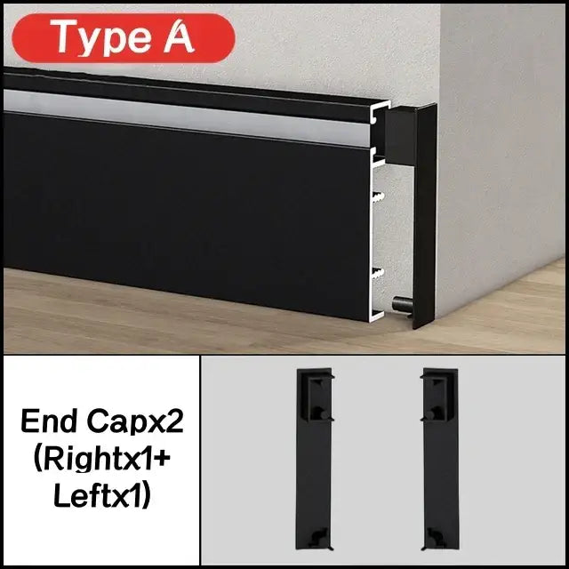Modern wood & black led skirting aluminum profiles living room decor