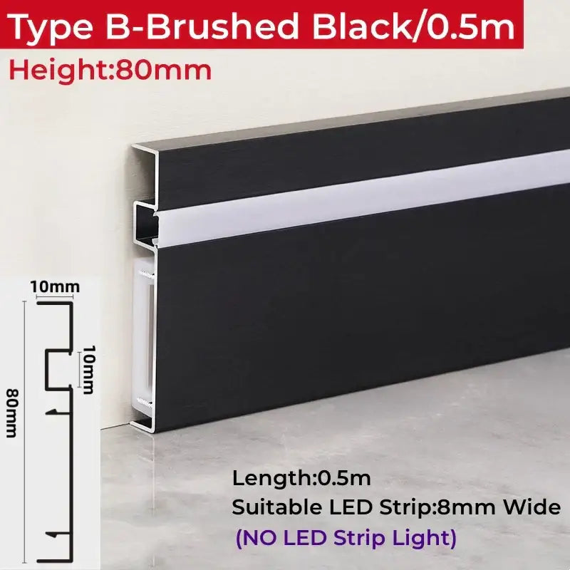 Modern wood & black led skirting aluminum profiles living room decor