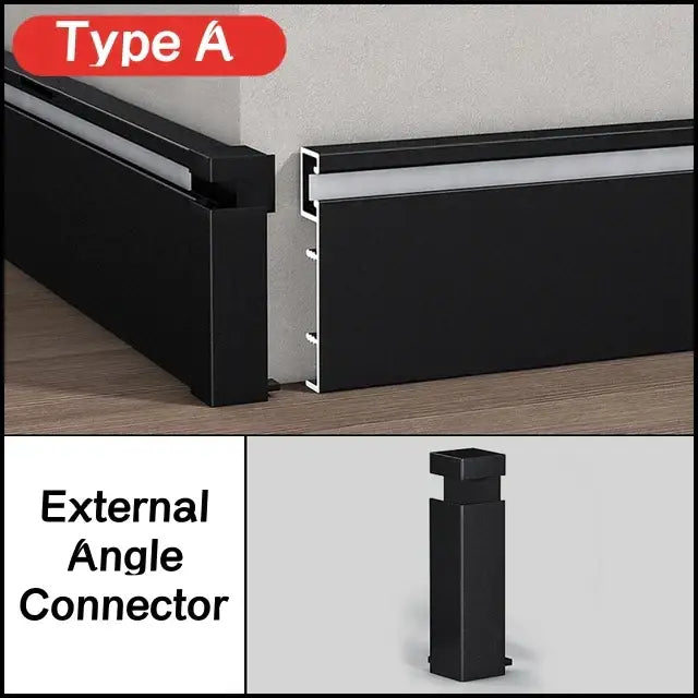 Modern wood & black led skirting aluminum profiles living room decor