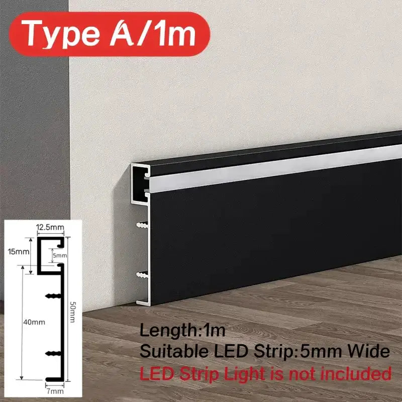 Modern black aluminum led skirting profile living room recessed light
