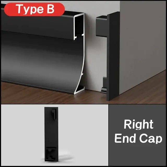 Modern black aluminum led skirting profile living room recessed light