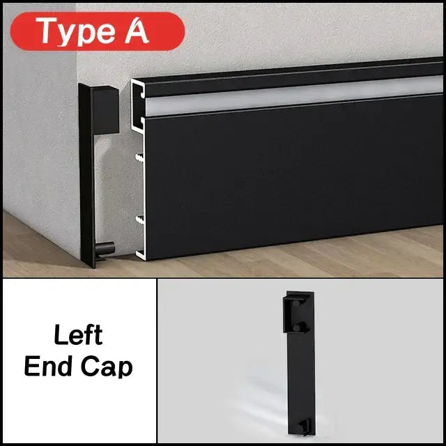 Modern black aluminum led skirting profile living room recessed light