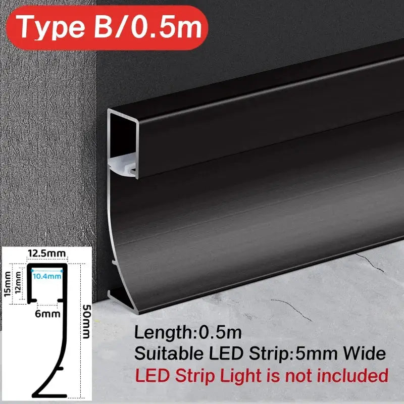 Modern black aluminum led skirting profile living room recessed light