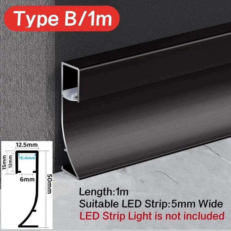 Modern black aluminum led skirting profile living room recessed light