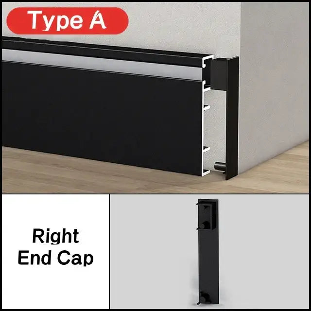 Modern black aluminum led skirting profile living room recessed light