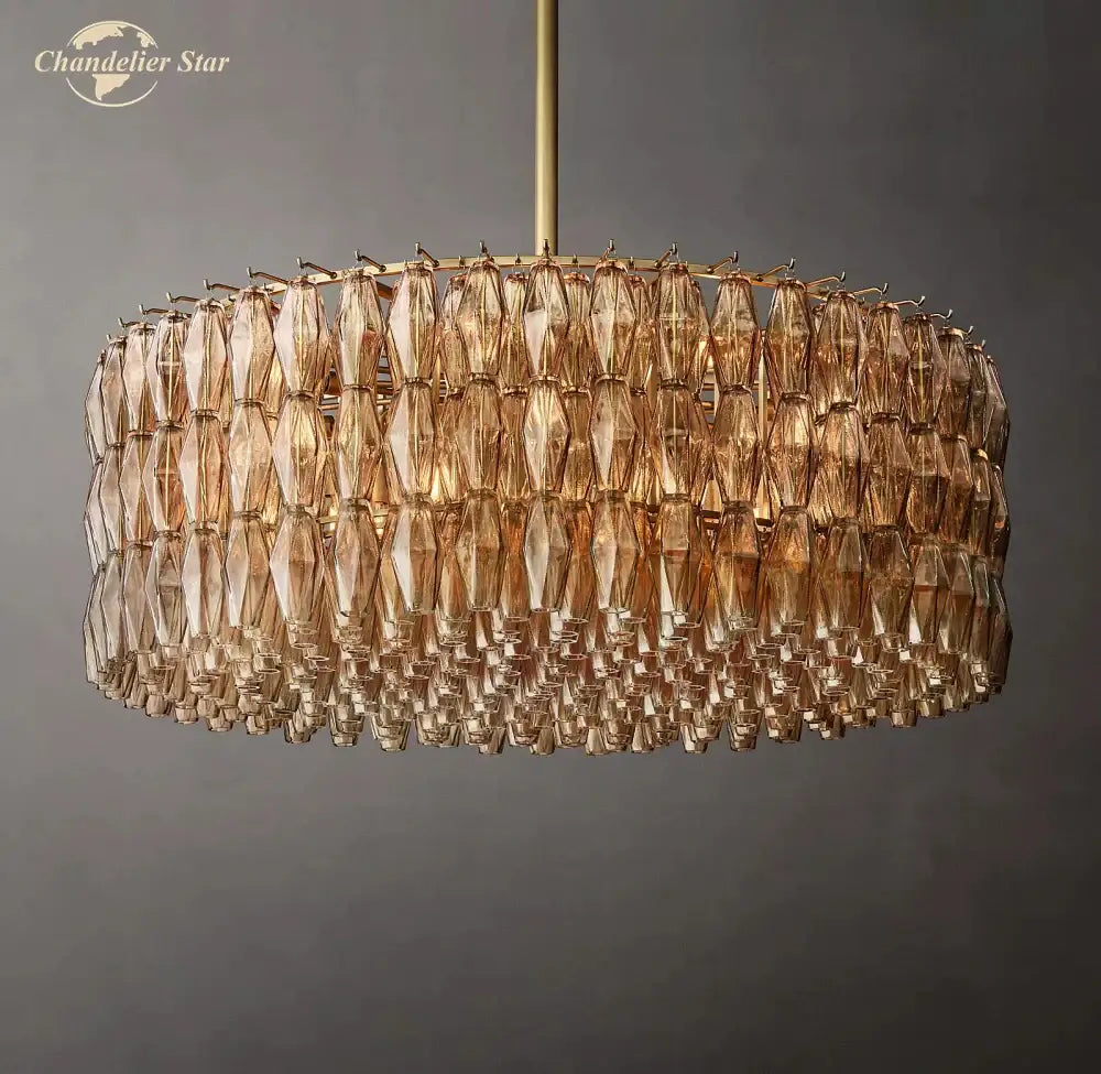 Modern amber led smoke glass chandelier living room pendant light