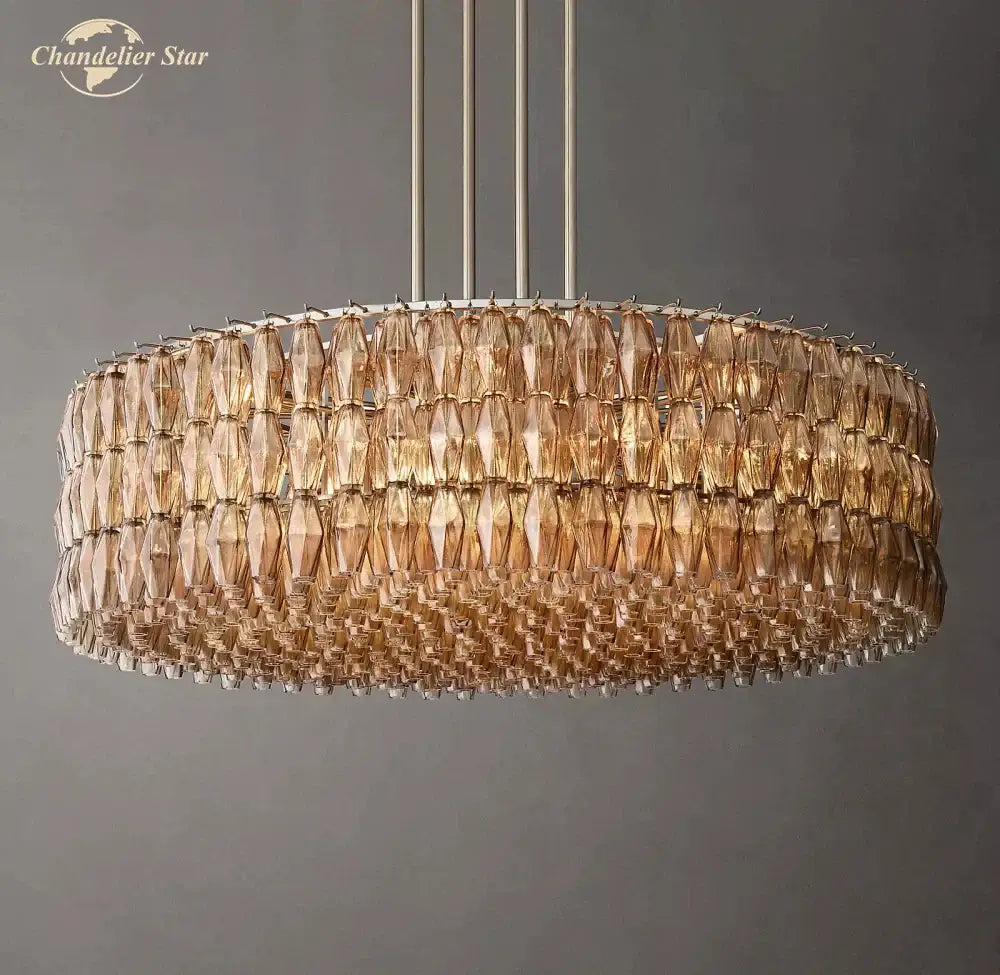 Modern amber led smoke glass chandelier living room pendant light