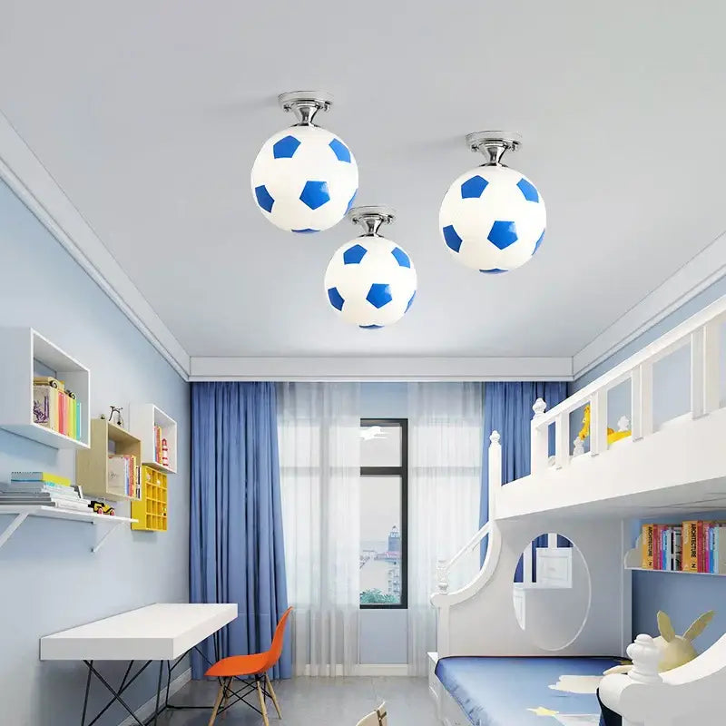 Soccer and basketball chrome ball ceiling light for boys bedroom