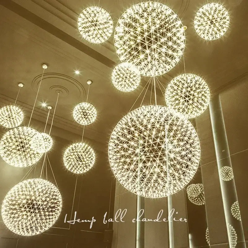 Modern golden led spark ball pendant light for living room