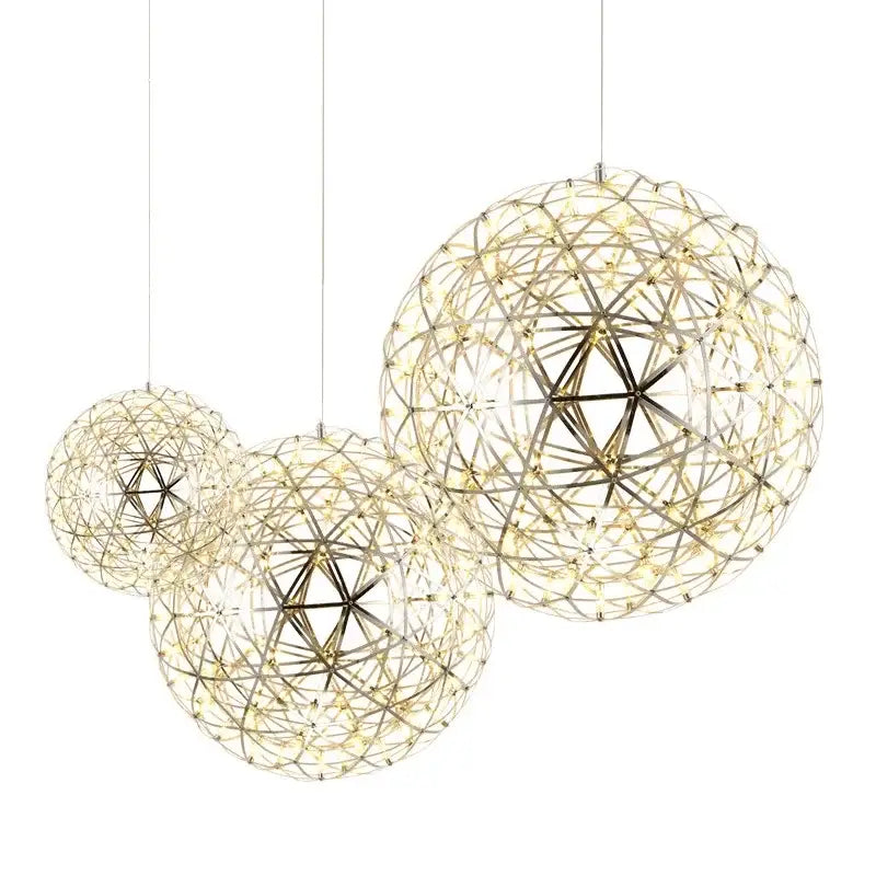 Modern golden led spark ball pendant light for living room