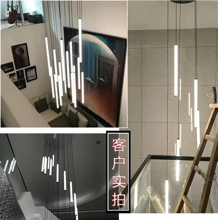 Modern black led spiral ceiling chandelier living room light