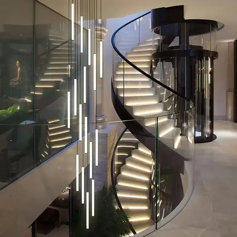 Modern black led spiral ceiling chandelier living room light