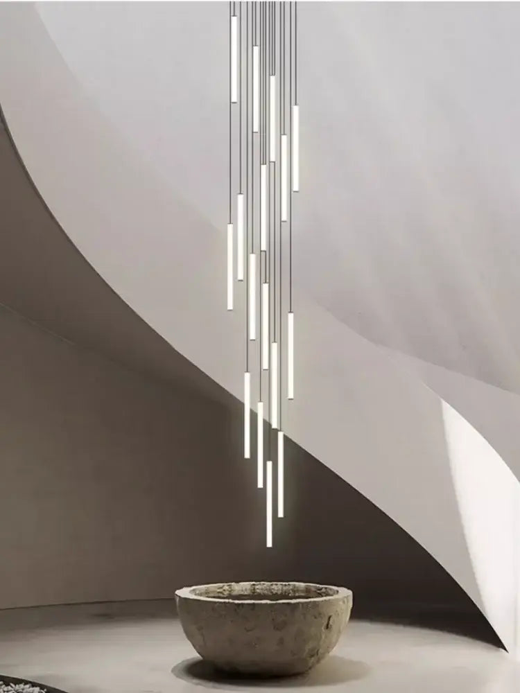 Modern black led spiral staircase ceiling chandelier for living room