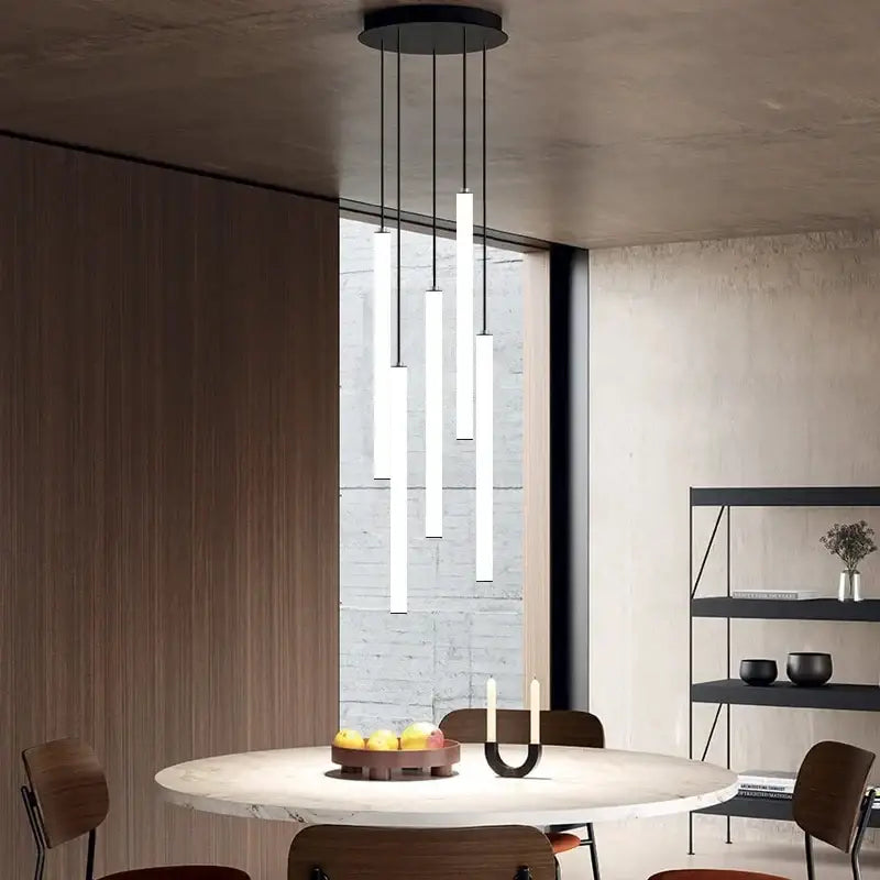 Modern black led spiral staircase chandelier – living room light