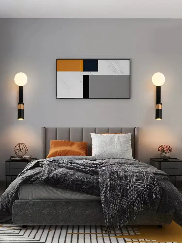 Modern black and white led spotlight wall lamp bedroom sconce