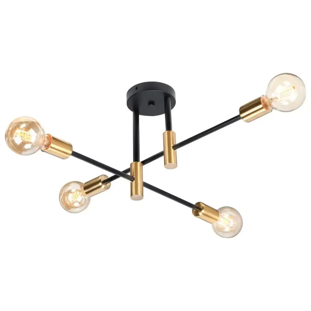 Modern black & brass led sputnik chandelier – living room ceiling light