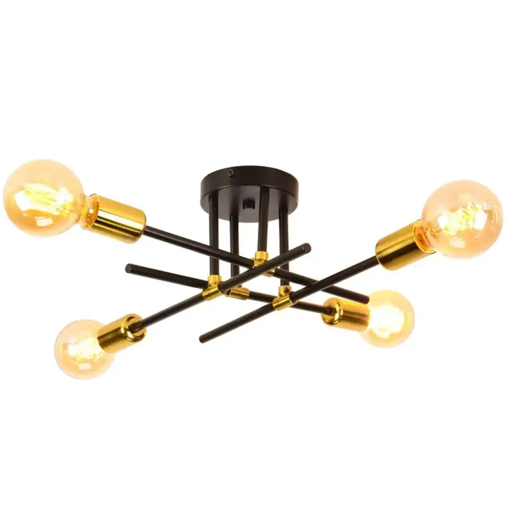 Modern black & brass led sputnik chandelier – living room ceiling light