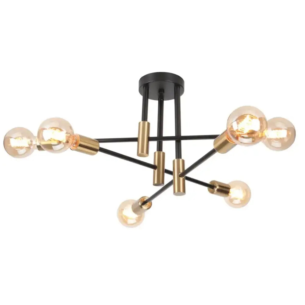 Modern black & brass led sputnik chandelier – living room ceiling light