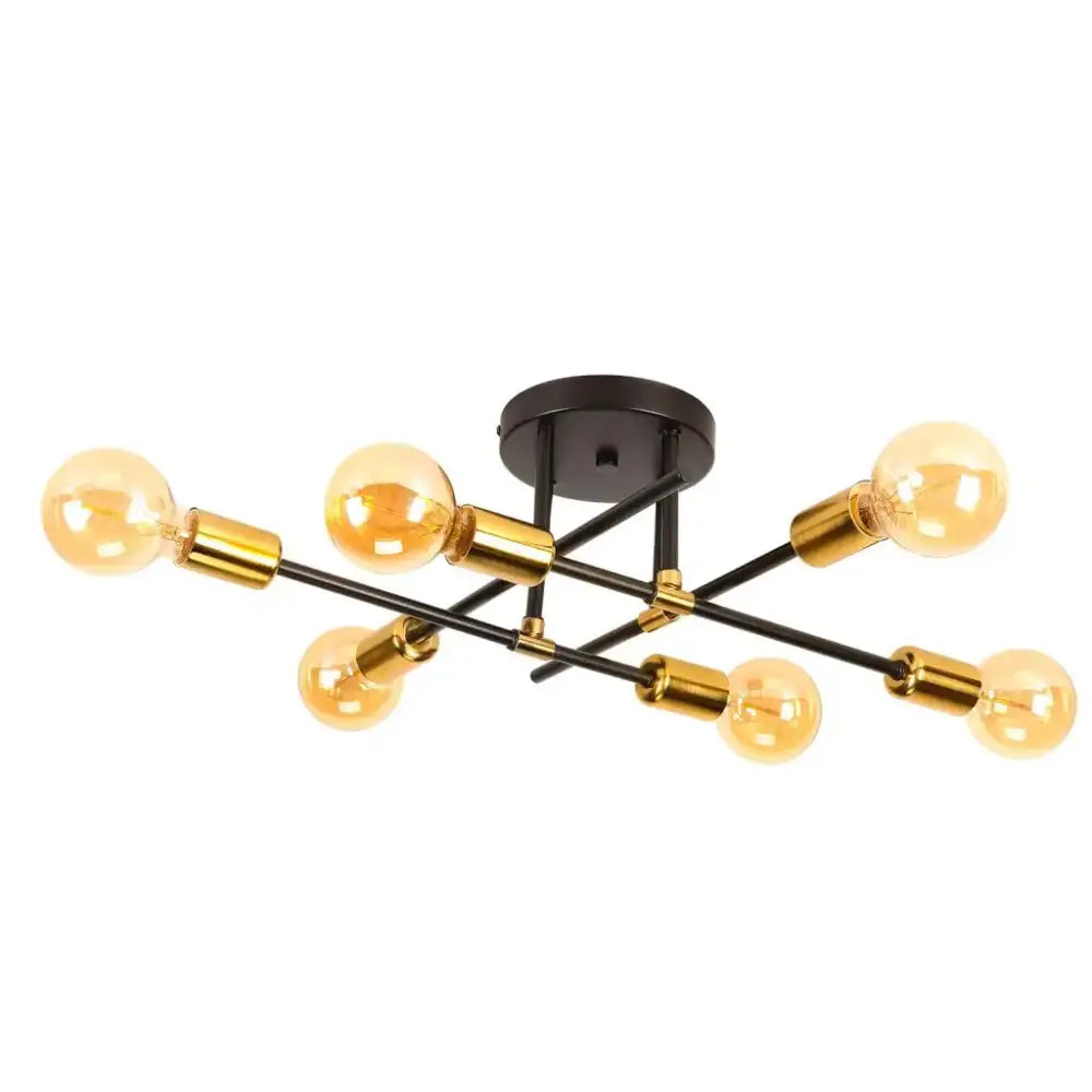 Modern black & brass led sputnik chandelier – living room ceiling light
