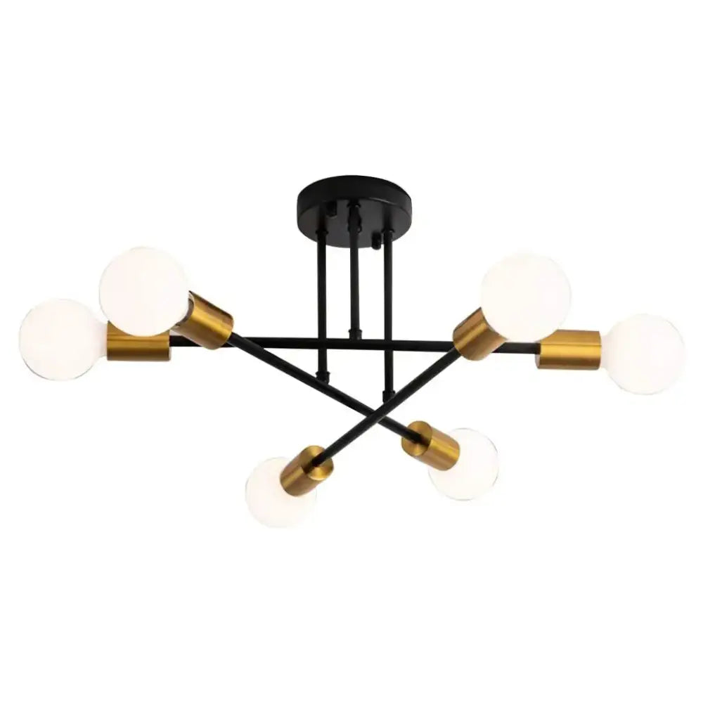 Modern black & brass led sputnik chandelier – living room ceiling light