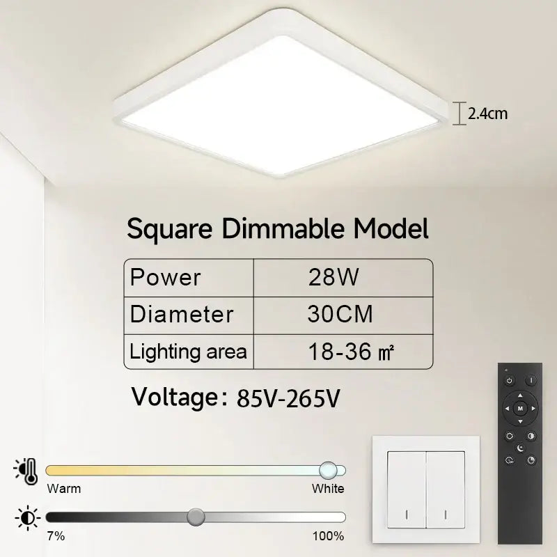 Modern white ultra thin led square ceiling light kitchen fixture