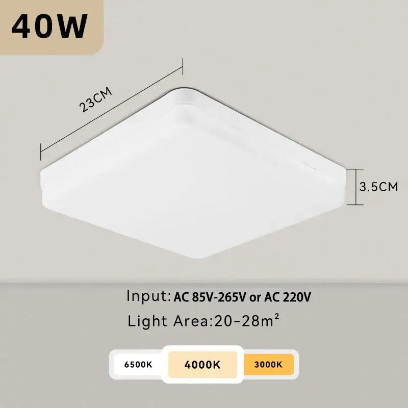 Modern white ultra thin led square ceiling light kitchen fixture