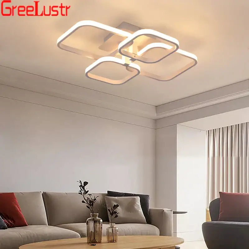 Modern white led square chandelier ceiling light for living room