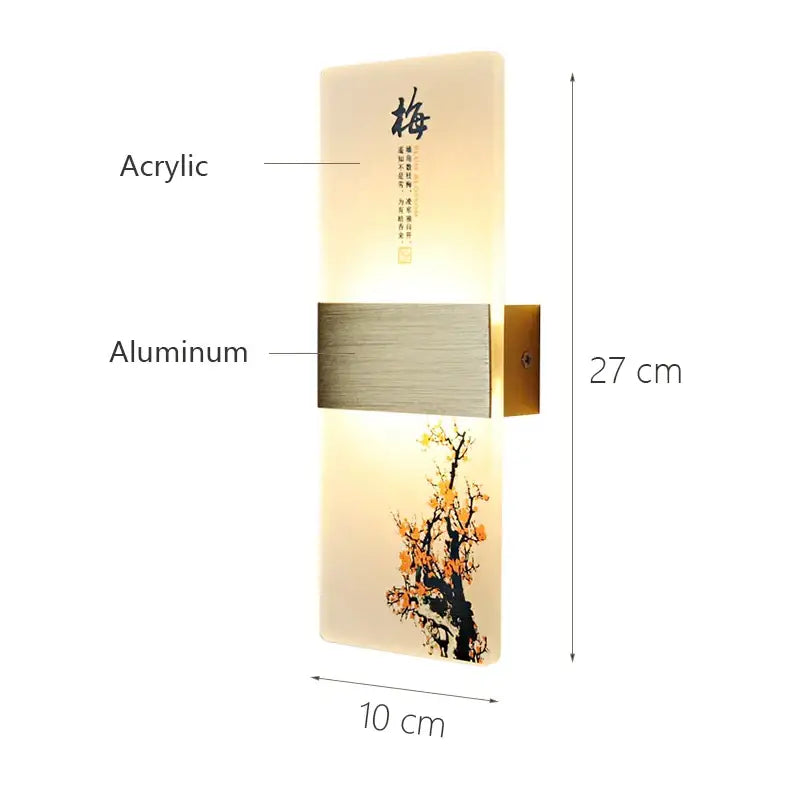 Modern plum blossom led square wall lamp for corridor and hotel