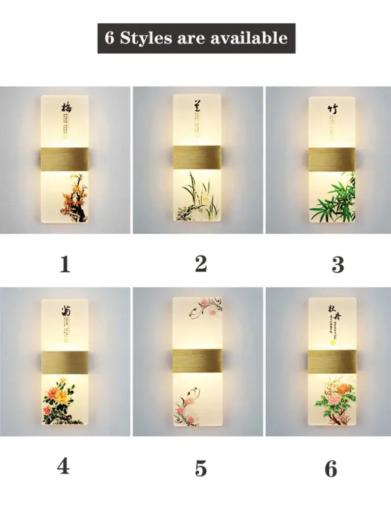 Modern plum blossom led square wall lamp for corridor and hotel