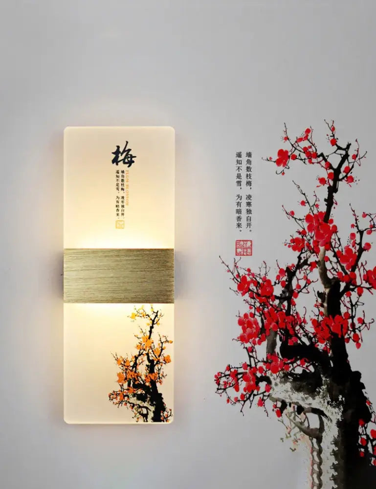 Modern plum blossom led square wall lamp for corridor and hotel