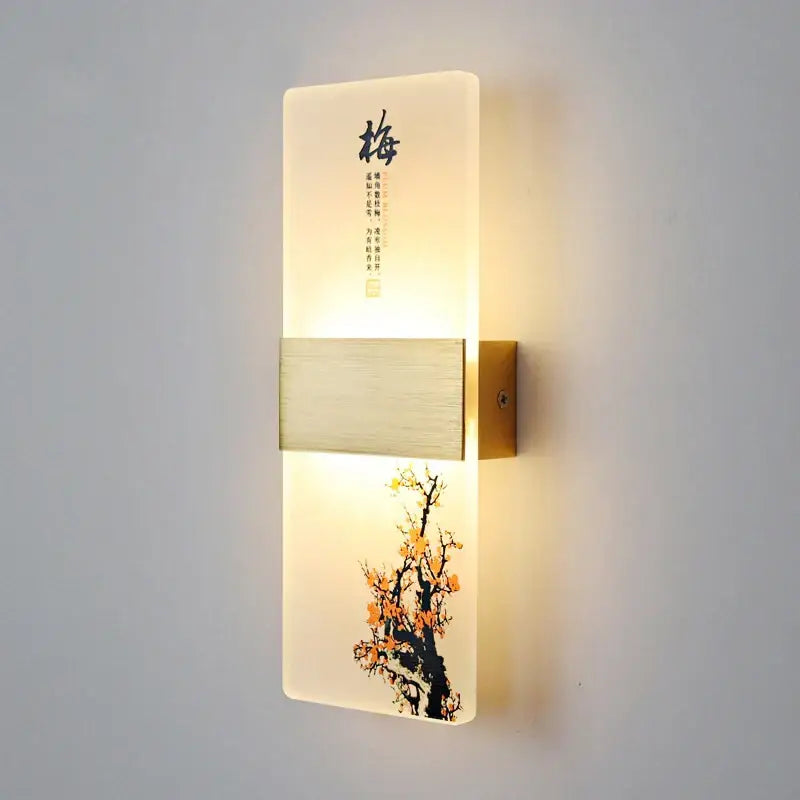 Modern plum blossom led square wall lamp for corridor and hotel