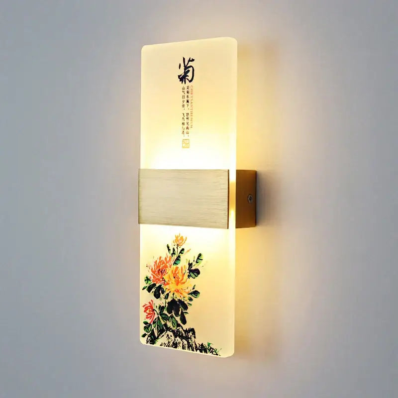 Modern plum blossom led square wall lamp for corridor and hotel