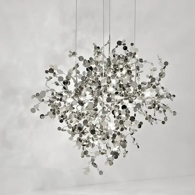 Modern gold leaf led stainless steel chandelier for living room