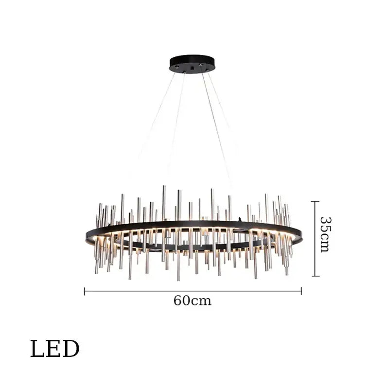 Modern geometric silver stainless steel led pendant light living room