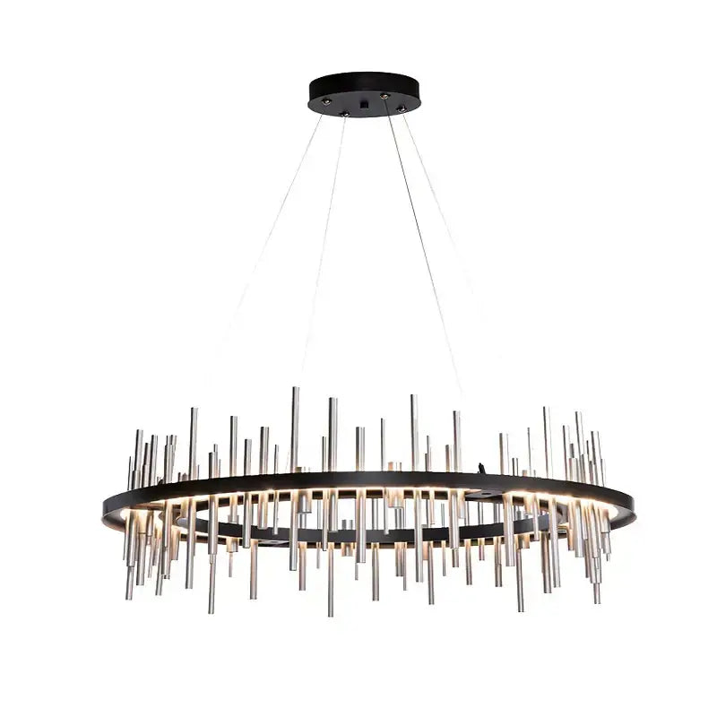 Modern geometric silver stainless steel led pendant light living room