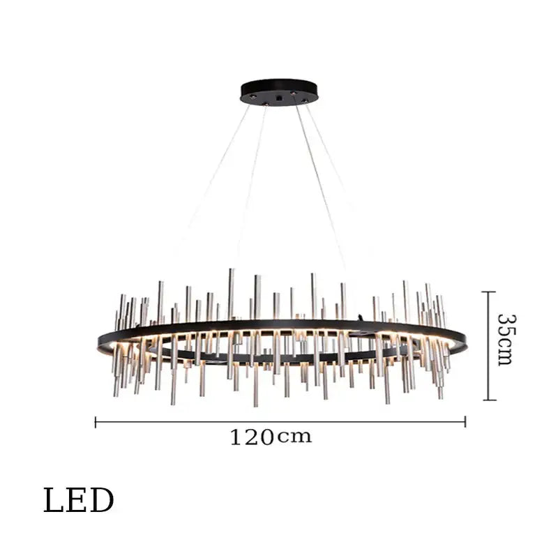 Modern geometric silver stainless steel led pendant light living room