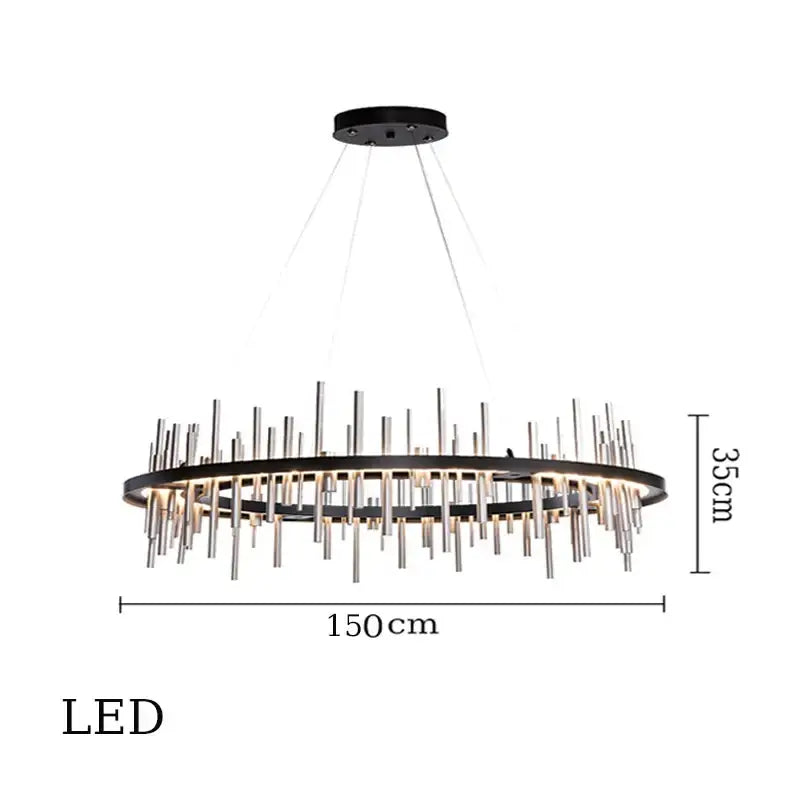 Modern geometric silver stainless steel led pendant light living room