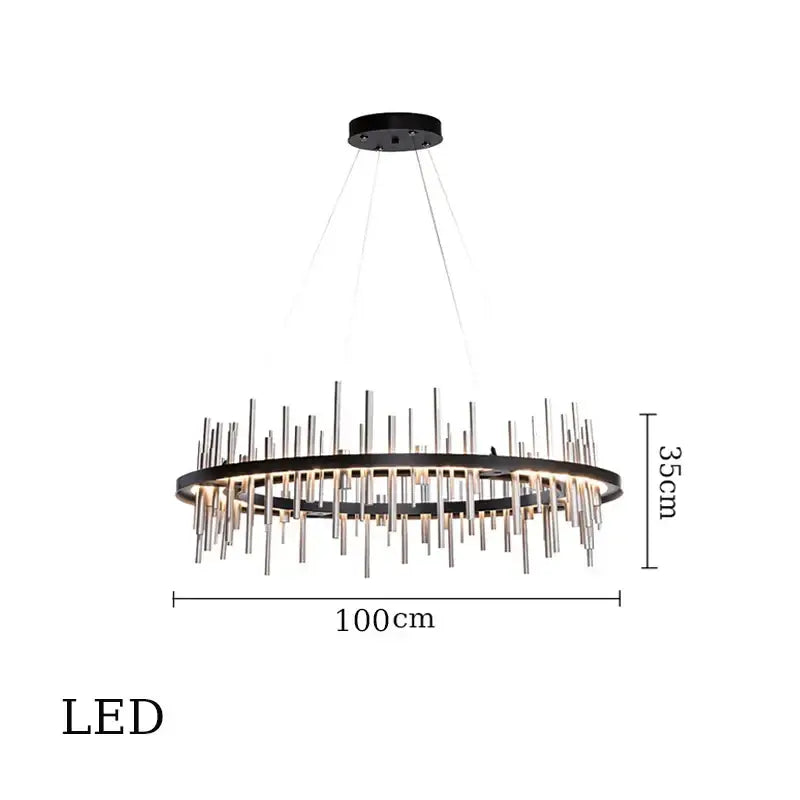 Modern geometric silver stainless steel led pendant light living room