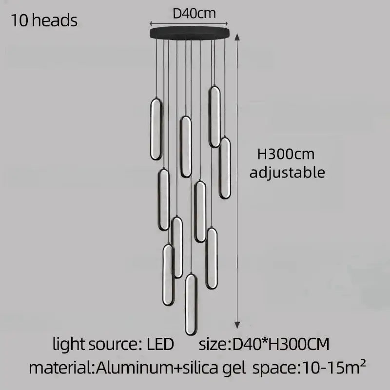 Modern gold led staircase branch chandelier for dining room
