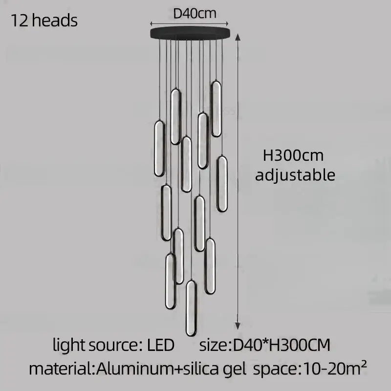 Modern gold led staircase branch chandelier for dining room