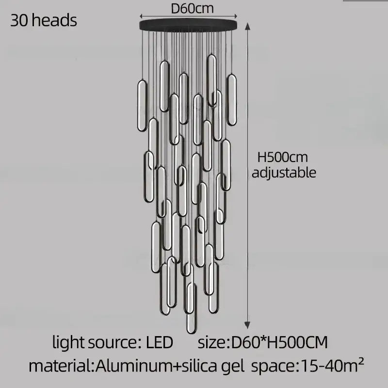 Modern gold led staircase branch chandelier for dining room