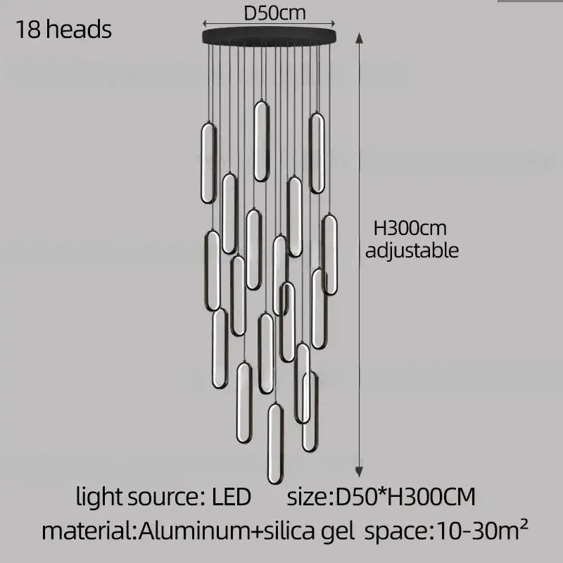Modern gold led staircase branch chandelier for dining room