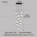 Modern minimalist black & white led staircase chandelier living room