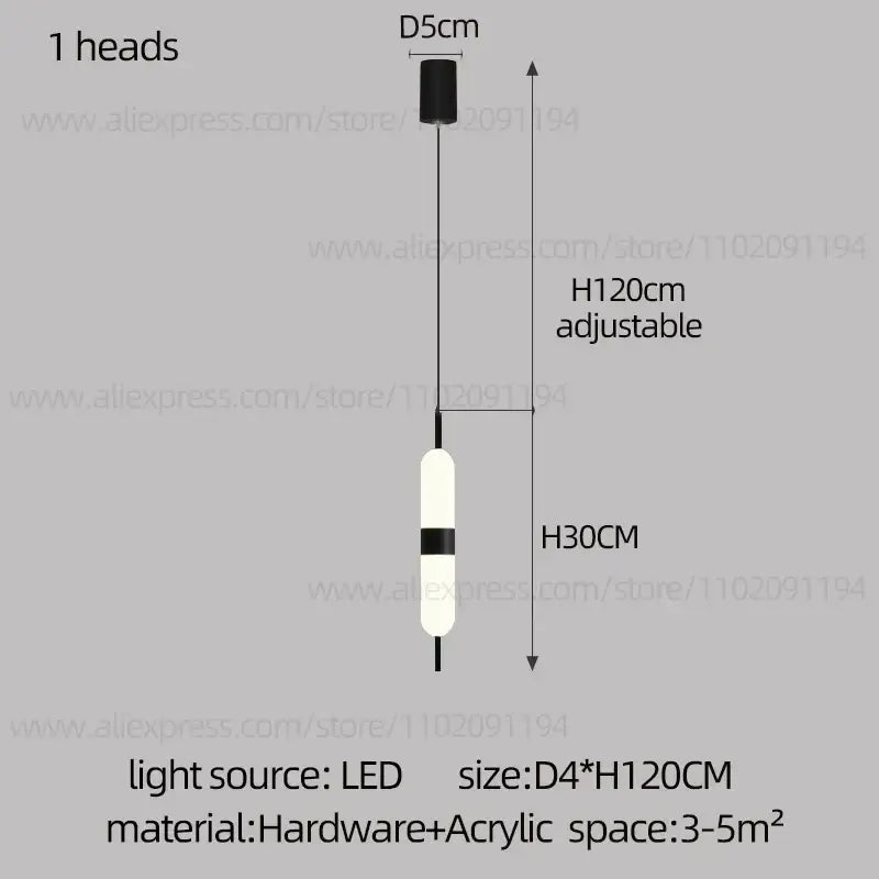 Modern minimalist black & white led staircase chandelier living room