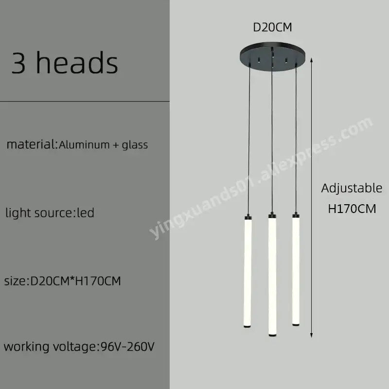 Modern minimalist black led staircase chandelier hallway light