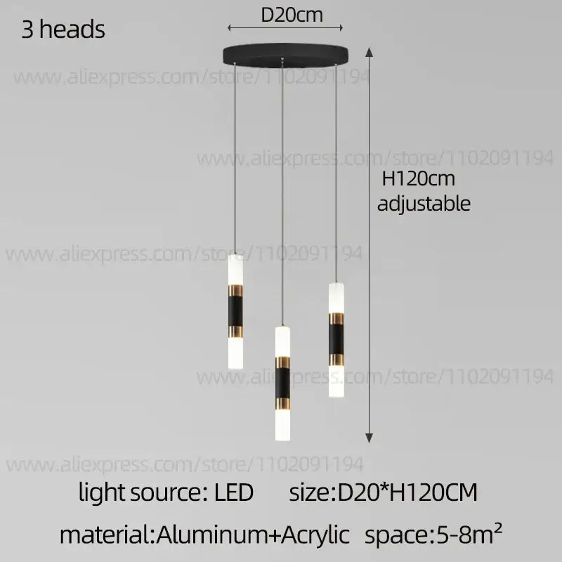 Modern black & gold led staircase chandelier staircase pendant light