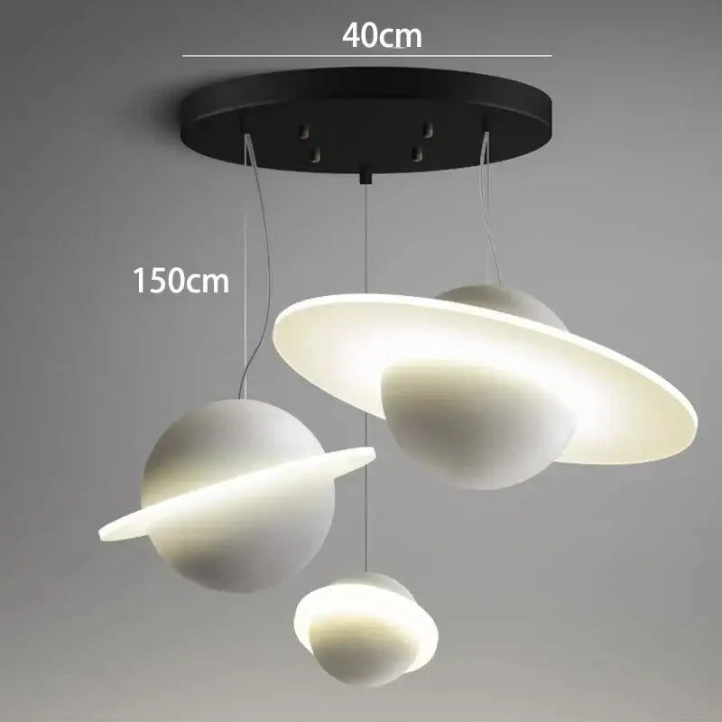 Modern white planetary led staircase chandelier living room pendant