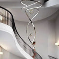 Modern gold spiral led staircase chandelier pendant light stairway